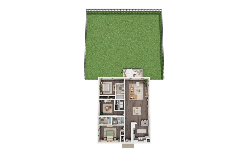 The Nicklaus Alt - 3 bedroom floorplan layout with 3 baths and 1297 square feet.